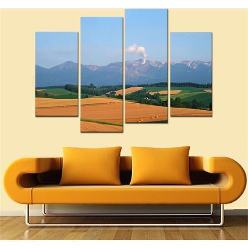 4 Pcs Modern Landscape Painting Canvas Art High Definition Canvas Prints Mountain and Lake Wall Picture For Bed Room Decoration