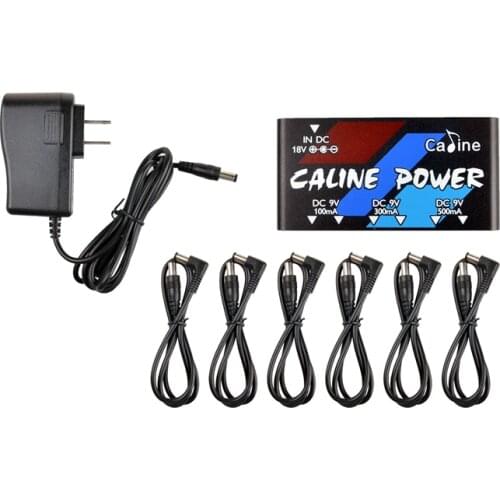 Caline CP-02 Mini Multiple Outputs Guitar pedal Power Supply 9V Output with Adapter and 6pcs Cable