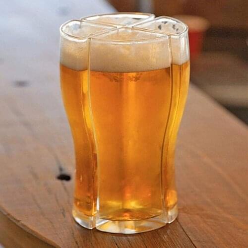 Beer Glasses Separable 4 Part Large Capacity Thick Clear Beer Glasses Mug Cup for Club Bar Drinkware