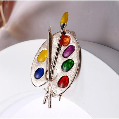 Colorful Fashion Brooch Enamel Artist Decorative Palette Badge Unisex Children Dress Costume Sweater Bag Lapel Pins Gift