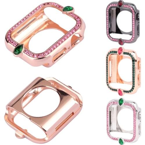 Women Diamond Watch Cover For Apple Watch Case Series 6 SE 5 4 Hard Alloy Metal Frame For iWatch 44MM 40MM