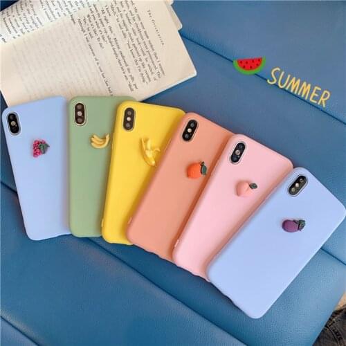 Cute fruit candy color 3D kawaii couple Phone Case For coque iPhone 7 8 6 s plus case silicon for iPhone cover X 11Pro XS max XR
