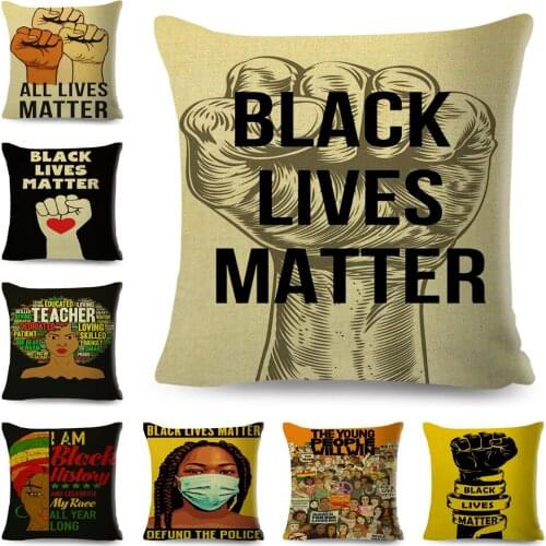 Black Lives Matter Pillow Case Decor Cartoon Letter Cushion Cover for Sofa Car Home 100% Polyester Pillowcase 45x45cm