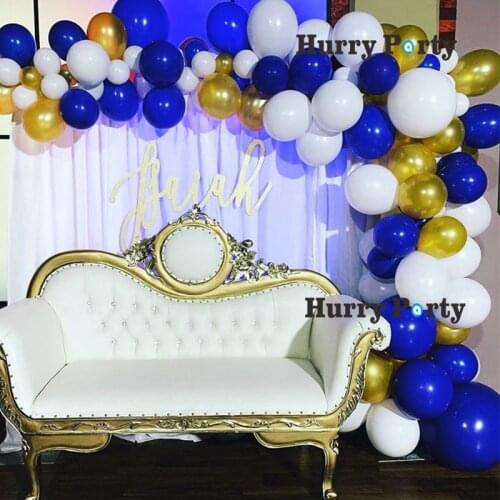105Pcs Blue White Gold Birthday Decoration Balloons For Lady Wedding Anniversary Graduation Party Decorations Backdrop Decor