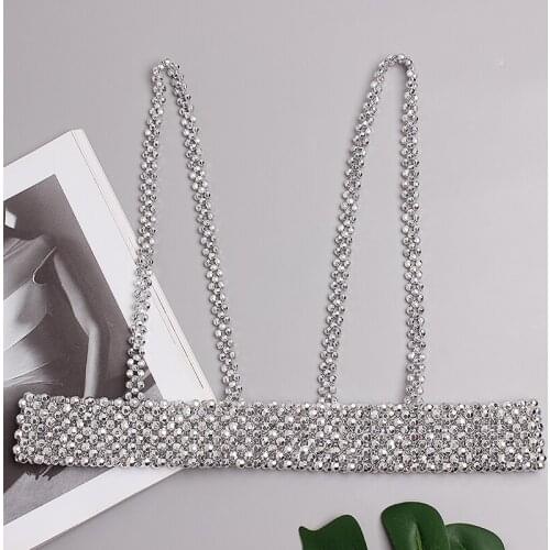 Women Blingbling Beading Harajuku Vest Garters Pearl Waistband Women Bondage Cage Bead Harness Waist Belt Straps Suspenders Belt