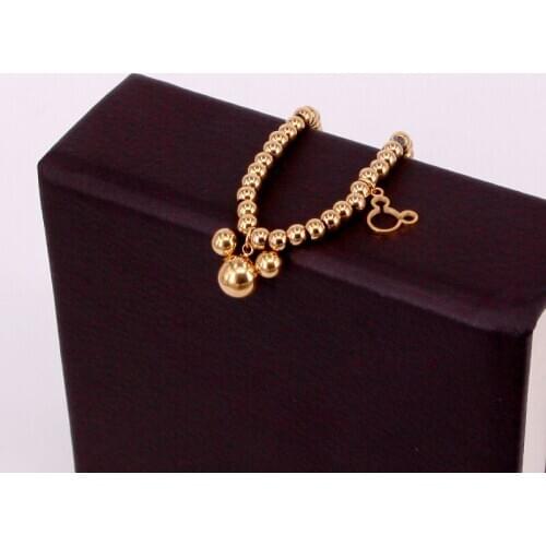 Elegant Steel Ball Cartoon Mickey Mouse Beads Bracelet New Year Zodiac Mouse Auspicious Hand Jewelry