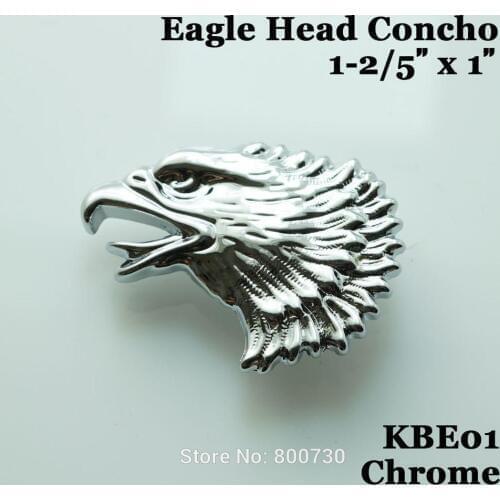 KBE01) 10pc Western Concho Freedom Eagle Head Concho Left Chrome Leathercraft