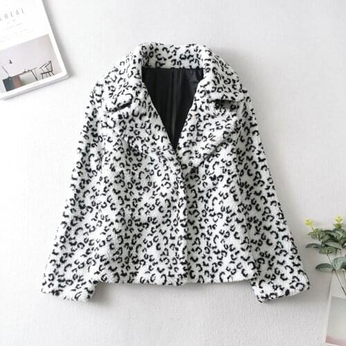 Women White Jacket Za Fashion 2021 Streetwear Lamb Hair Leopard Print Coat Short Outwear Chic Mujer Tops