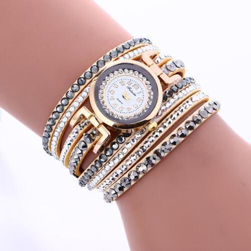 Fashion Women Long Rhinestone Bracelet Watch Men Quartz Wristwatch Lady Dress Leather Bracelet Watches 916911