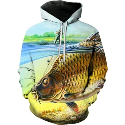 Fashion New Hoodie Men Casual Coat 2021 Latest 3D Print Fish Pattern Sweatshirt Spring Autumn Men Sweatshirt