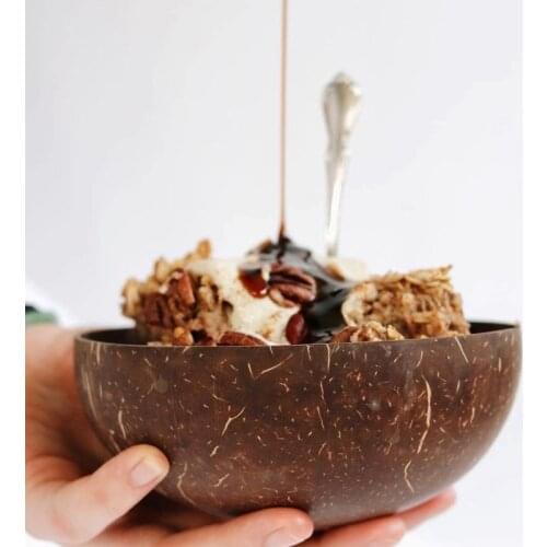 Natural Coconut Bowl Creative Coconut Shell Fruit Salad Noodle Rice Bowl Spoon Wooden Tableware Restaurant Kitchen Dinnerware