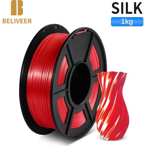 SILK 3D Printer Filament 1KG 1.75MM Suitable For All Types Of FDM3D Printers SILK Texture 3D Printing Materials BELIVEER 3D