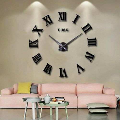 New Wall Clock Clocks Watch Horloge Murale Diy 3d Acrylic Mirror Sticker Large Home Quartz Circular Needle Modern