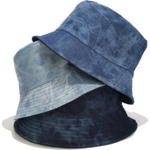 Tie Dye Denim Reversible Bucket Hat Hip Hop Casual Jean Fishing Summer Hat Women Sunscreen Fishermen Cap Spring Panama Sunhat