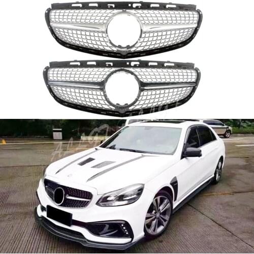 Car Front Grill Bumper Upper Grille Fit for Mercedes Benz W212 E-Class 2014 2015 Diamond Silver Black