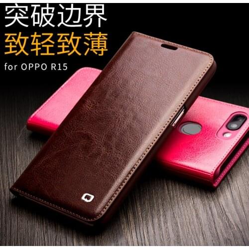 Luxury Ultrathin Flip Genuine Leather Cover For OPPO R15 Fashion Business Handmade Wallet Card Slot Shell Case For OPPO R15