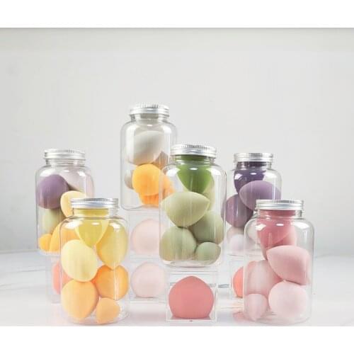 7Pcs New Colorful Dry Wet Use Makeup Puff Sponge Set Waterdrop Foundation Powder Blush with Plastic Storage Box Makeup Tools