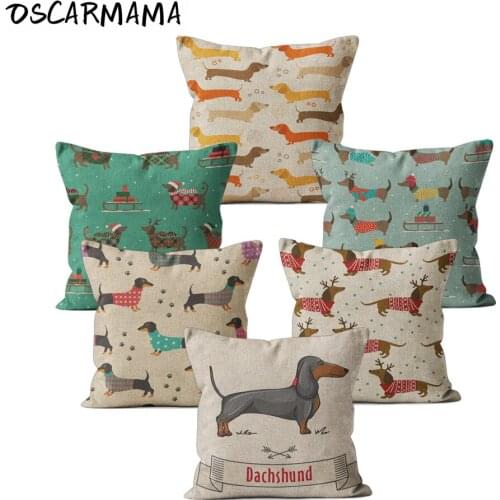 Dachshund Sausage Hot Dog Housse De Coussin Cojin 40x40 Children Cushion Cover Rectangular Pillow Case Ornamental Living Room