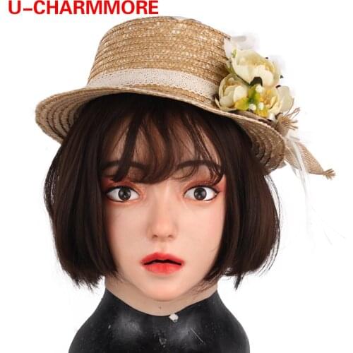 U-CHARMMORE Emily Silicone Masks Realistic Female Halloween Mask Easter Christmas Masks Cosplay Male to Female for Crossdresser