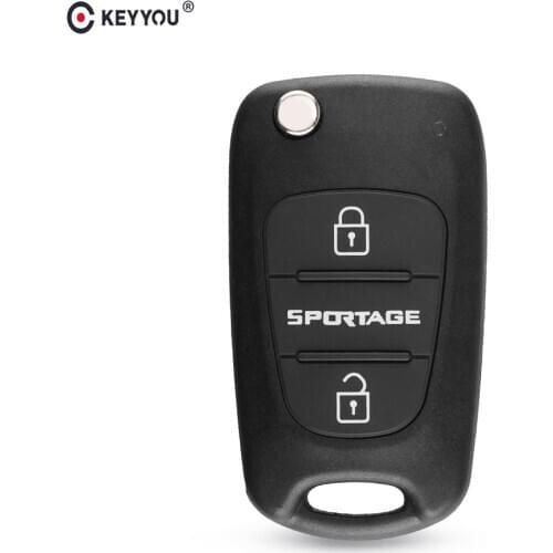 KEYYOU Replacement for Kia Sportage 3 Button Flip Folding Switchblade Auto Remote Uncut Blade Key Shell Blanks Fob Cover Case