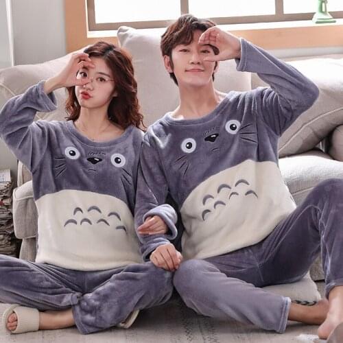 Women Pajama Sets Warm Winter Flannel Cartoon Pijamas Mujer Homewear Animal Sleepwear Man Home Clothes Suits Nightwear Pyjamas