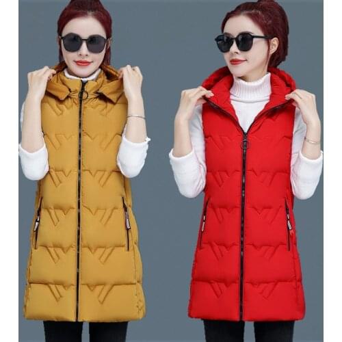 Women Cotton Vest Autumn Winter Removable Hooded Thick Warm Sleeveless Jacket Casual Waistcoat Plus Size 4XL Ladies Parkas H1503