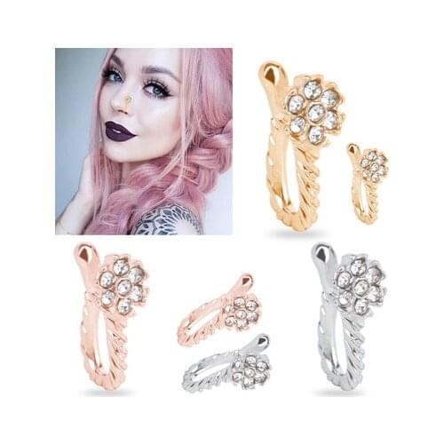 1Piece Stainless Steel Heart Clip On Nose Ring Star Fake Nose Piercing Clip On Cross Nose Clip Fake Jewelry Faux Piercing Nez