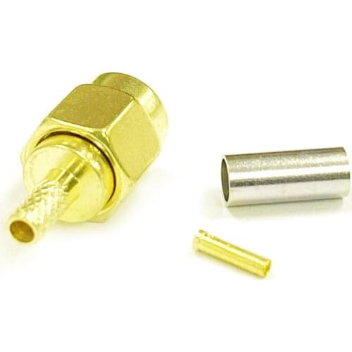 1pc RP-SMA Male Plug RF Coax Modem Convertor Connector Crimp RG316, RG174, LMR100 Straight Goldplated NEW wholesale
