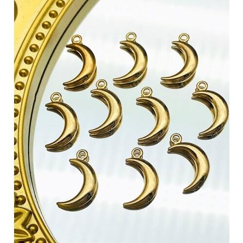 10Pcs 19*10mm Zinc Alloy Moon Shape Crescent Charms Golden Metal Meniscus Crafts Pendant For DIY Earrings Handmade Accessories