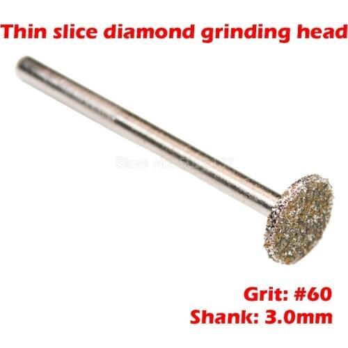 1x 60 Grit Thin Slice Diamond Mounted Point Grinding Head Stone Jade Polishing Engraving Points Shank Burrs Grinding Needle Tool
