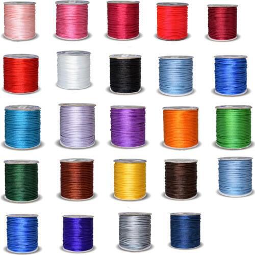 2.0mm Soft Satin Rattail Silk Macrame Cord 35M Nylon Kumihimo for DIY Chinese Knot Bracelet Necklace Jewelry Findings Crafts