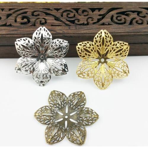 20pcs 43mm Filigree flower Wraps Metal Charms For Embellishment Scrapbook DIY Jewelry Craft Wraps Connectors Metal Crafts