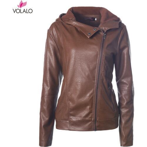 2020 New Brown Fashion Women Smooth Motorcycle Faux Leather Jackets Ladies Long Sleeve Autumn Winter Biker Streetwear Coat