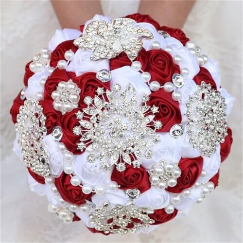 26 Styles Bride Holding Flowers Wedding Bouquets Ribbon Pearl Rhinestone Bouquet Bridal Groom Dance Decoration Ornaments Gift
