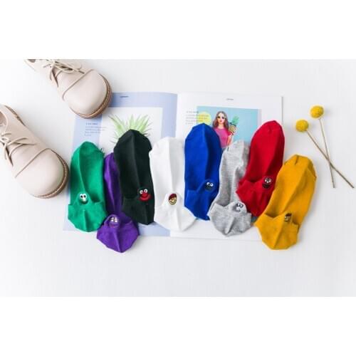 5PCS Womens Low Ankle Cut Cotton Invisible Socks Casual Soft Breathable Solid Cartoon Girls Socks