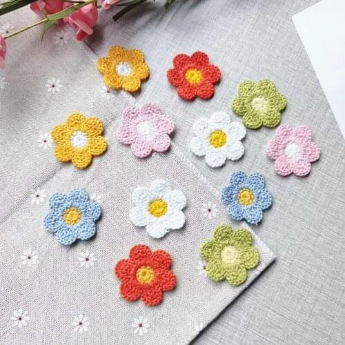 50Pcs/lot 35mm Flower Appliques for DIY Hat Clothes Leggings Sewing Supplies Headwear Decor Patches