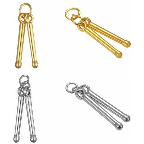 50PCS Alloy Ancient Silver Gold Drum stick Pendant Charms Necklace Jewelry DIY Accessories Handmade Keychains,Bracelets Making