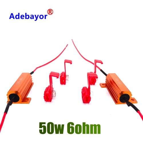 Adebayor 2pcs Load Resistor 50W 6 ohm Fix LED Bulb Fast Hyper Flash Turn Signal Blink LED Error Wiring Resistance Car Accessorie