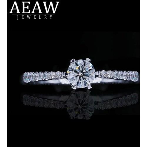 AEAW Natural Real Diamond Ring 14k Gold Women Lover Couple Anniversary Romantic Propose Engaged Wedding Party 2019 New