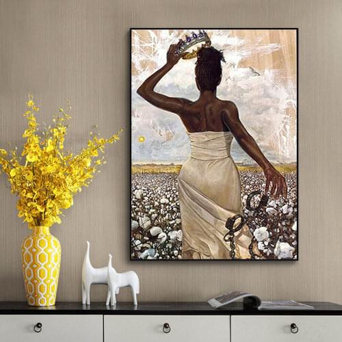 Afro Queen Poster Canvas Print, Free-ish Freedom Wall Art Home Decor, African American Woman Canvas Wall Art for Bedroom Living