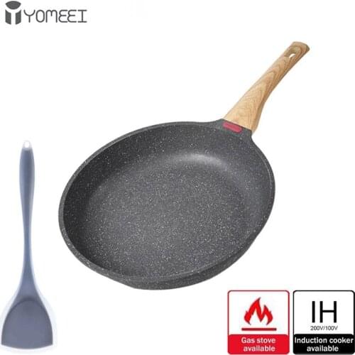 YOMEEI 20Cm Non-stick Wok Pancake Steak Pan Aluminum Fried Pan Temperature Instruction Frying Pan Household Pot Cookware