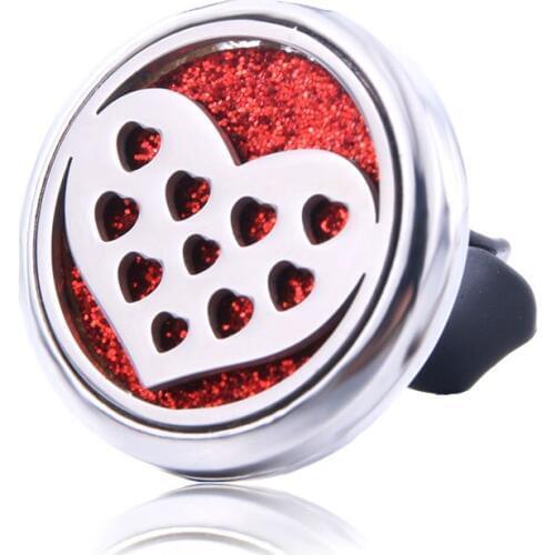Heart Car Air Diffuser Stainless Steel Vent Freshener Car Essential Oil Diffuser Perfume Aromatherapy Necklace Locket