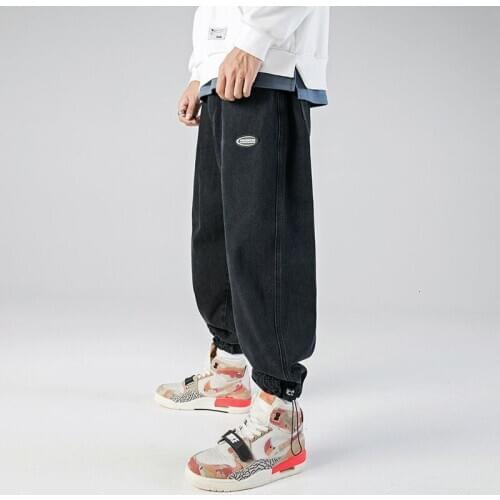 Male Casual Pants Mens Fashion Oversize Straight Harem Pants Korean Man Loose Ankle-Length Trousers Streetwear
