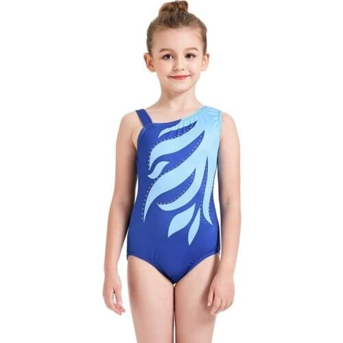 One-piece Sleeveless Dancewear Leotards Shoulder Diamond-studded Body Suit Ballet Gym Practice Suit 5-14Y
