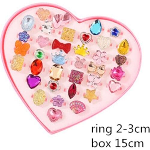 36pcs Shiny Adjustable Diamond Rings With Box Fixed Style For Girls Perfect Gift Xmas Birthday Prize