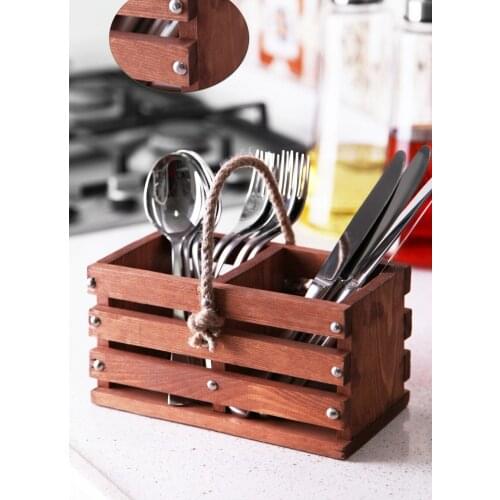 Special Design 2 Compartment Rope Wooden Cutlery
