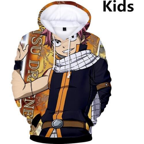 3 To 14 Years Kids Hoodies Fairy Tail 3D Printed Hoodie Sweatshirt Boys Girls Long Sleeve Cartoon Jacket Coat Children Clothes