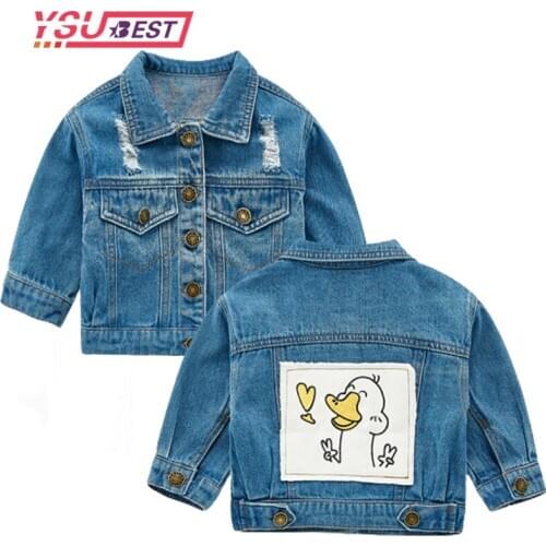 Girl Denim Jacket Coat Cartoon Print Denim Jacket Fashion Childrens Spring Autumn Coat Kids Jacket Baby Coat Girls Baby Jacket