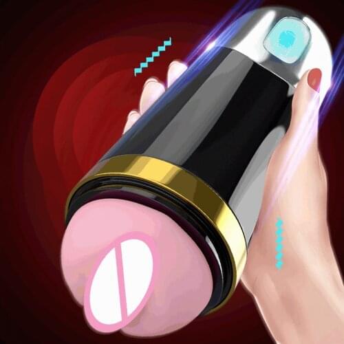 Electric Mastubation Cup 18cm Deep Masturbator Male Pulse Vibrating Soft Silicone Mute Strong Vibnration Erotic Sex toys for Men