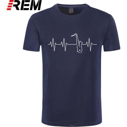 REM Summer Fashion Love Saxophone T Shirt Men Short Sleeve Cotton O-neck Heartbeat Saxophone T-shirt Mans Clothing